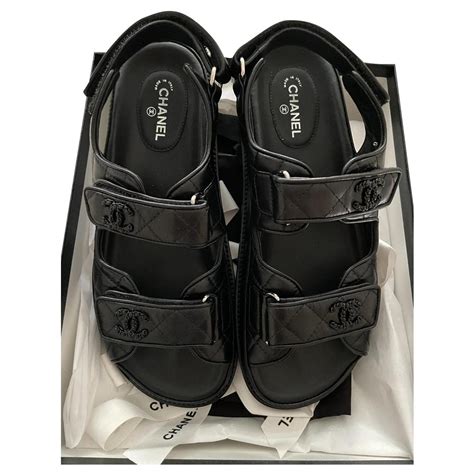 chanel black sandals 2018|chanel black dad sandals.